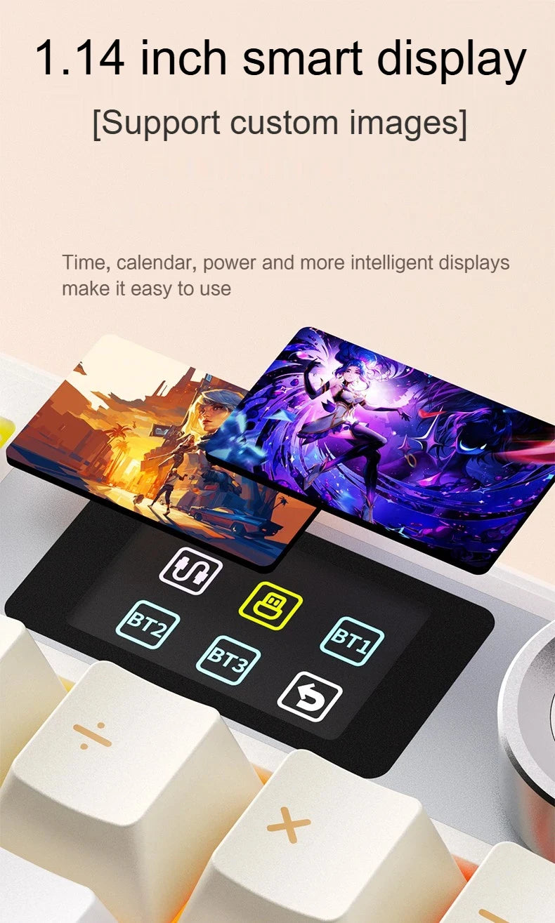 Tastiera meccanica AULA F108 PRO personalizzata layout 100%, retroilluminazione RGB, wireless Bluetooth, switch HiFi, tastiera gaming