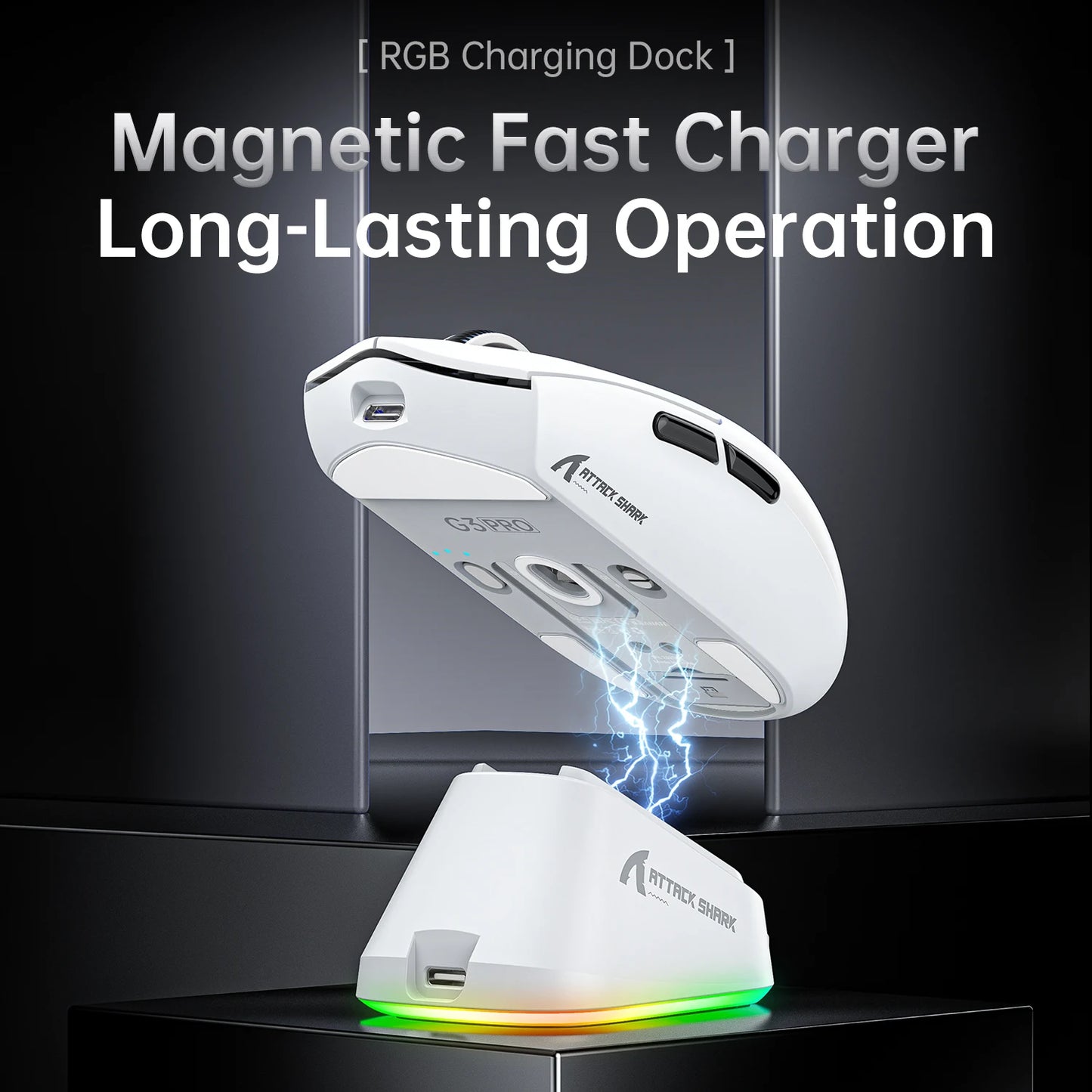 ATTACK SHARK G3PRO Tri-mode Wireless Gaming Mouse with Charge Dock 25000 DPI Ultra Lightweight, PAW3311 Sensor