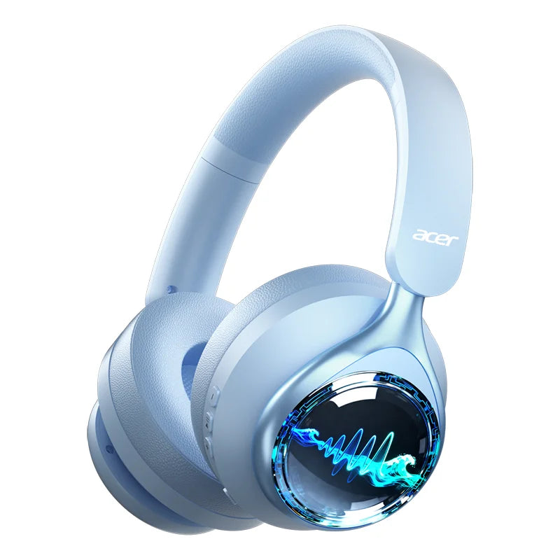 Casque sans fil Acer Bluetooth 6.0, casque supra-auriculaire pliable, suppression du bruit, audio haute résolution, appels clairs, ajustement confortable