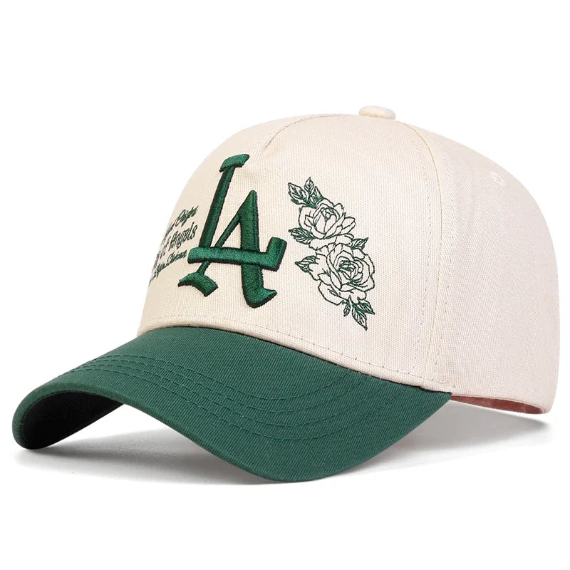 Unisex LA Rose Embroidery Snapback Baseball Caps Spring and Autumn Outdoor Adjustable Casual Hats Sunscreen Hat Sports Cap