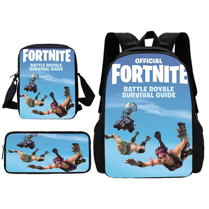 Mochila Escolar Infantil com Mala de Ombro e Estojos para Lápis, Malas Escolares com Design Hot Game-F-FortniteS para Rapazes e Raparigas, Melhor Presente