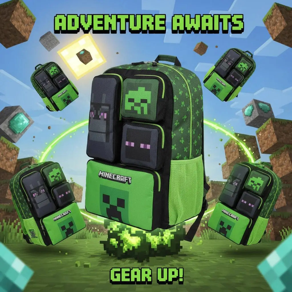 In Stock Minecraft Backpack Large Capacity Lightweight Pressure Relief Cartoon Print Outdoor Travel Hiking For Men Students
