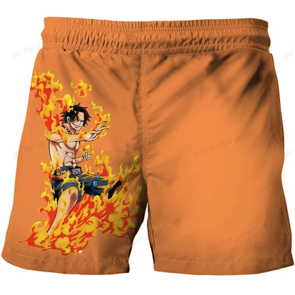 One Piece Harajuku Style Shorts With Hood 2023 Luffy 3D Swimming Shorts Running Tank Top Men Cartoon Shorts Trend Hot Sale