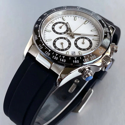Reloj de lujo para hombre VK63 con movimiento de cuarzo, cronógrafo de negocios, 39mm, acero/oro rosa, fecha, esfera luminosa y cronógrafo completo