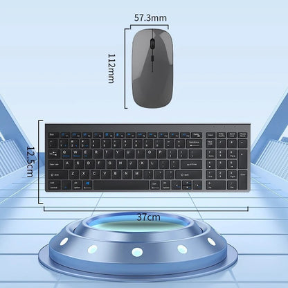 Conjunto de teclado e rato sem fios JOMAA Bluetooth e USB 2.4G para portátil, computador e iPad, combo recarregável e silencioso