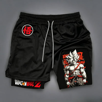 2026 New Dragon Ball Anime Goku Peripheral Printed Double-layer Shorts, Summer Men's Sport Loose Comfortable Breathable Pants