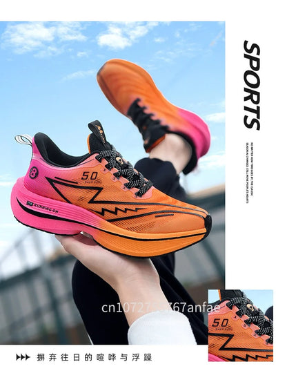 Scarpe da running da uomo con piastra in carbonio, leggere, ultra ammortizzate, traspiranti, da maratona, con assorbimento degli urti e supporto, sneaker sportiva comoda da donna