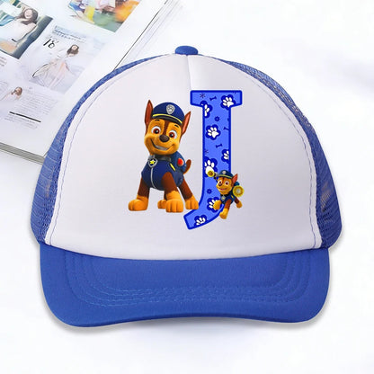 Casquettes de baseball en maille PAW Patrol : Chase, personnage de dessin animé, lettres, pour adultes et enfants, casquettes de sport, anime, été, protection solaire, visière, cadeau pour garçon et fille