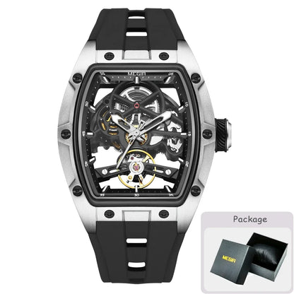 MEGIR MG-2242G Men’s Automatic Mechanical Watch  Skeleton Barrel Case, Luminous Hands & Silicone Strap