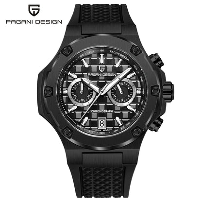 Křemenné pánské hodinky PAGANI DESIGN – luxusní sportovní chronograf, vodotěsný, s luminiscenčními ručičkami a safírovým sklem s antireflexní úpravou