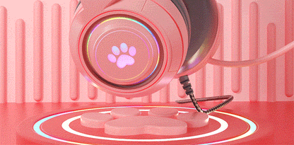 Casque de jeu oreilles de chat rose mignon pour filles enfants-éclairage suppression du bruit micro son Surround prise Jack 3.5mm pour PS4 PS5 PC Switch