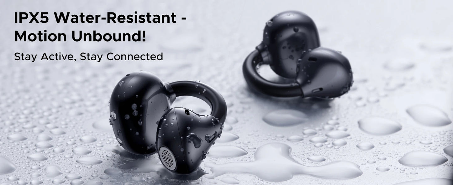 UGREEN ClipBuds Open-Ear Wireless Bluetooth 6.0 Earbuds with 4 Mic Clear Call, 30H Playtime Clip-On Earphones, Waterproof Sport Headphones
