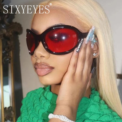 2026 Oversized Oval Sunglasses Goggle Women Men Luxury Brand Designer Sun Glasses Female Big Frame Y2K Eyeglasses De Sol Oculo