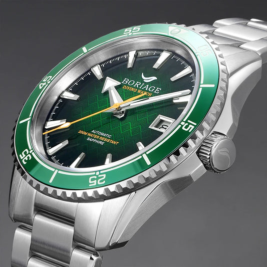 BORIAGE Fully Automatic Mechanical Diving Watch, 200m Water Resistance Miyuda 9015 Movement Men's Watch