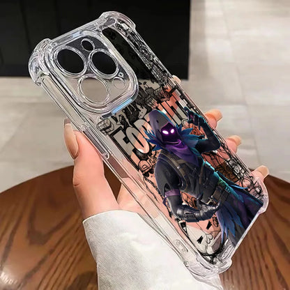 Fortnite-Handyhülle für iPhone 17 16e 16 15 14 13 12 11 Mini Air Pro Max X XR XSMax 7 8 Plus, sturzsichere transparente Schutzhülle