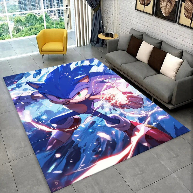 Classic Game S-Sonic Cartoon Non-Slip Area Rug for Living Room,Bedroom,Playroom,Soft Carpet Floor Mat Home Decor Rug Kids Room