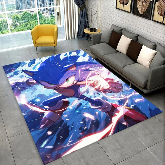 Classic Game S-Sonic Cartoon Non-Slip Area Rug for Living Room,Bedroom,Playroom,Soft Carpet Floor Mat Home Decor Rug Kids Room