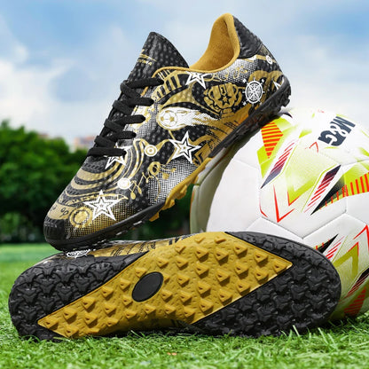Chaussures de football pour étudiants, chaussures de sport, terrain de société, chaussures de football pour garçons, futsal, baskets rapides d'intérieur, crampons originaux pour la cheville, chaussures de football