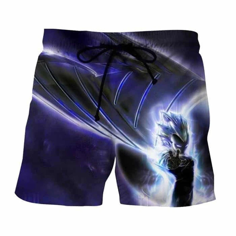 Summer men's 3D printed Dragon Ball Super Saiyan Vegeta Energy Punch Boardshorts for children's sports and leisure fashion short