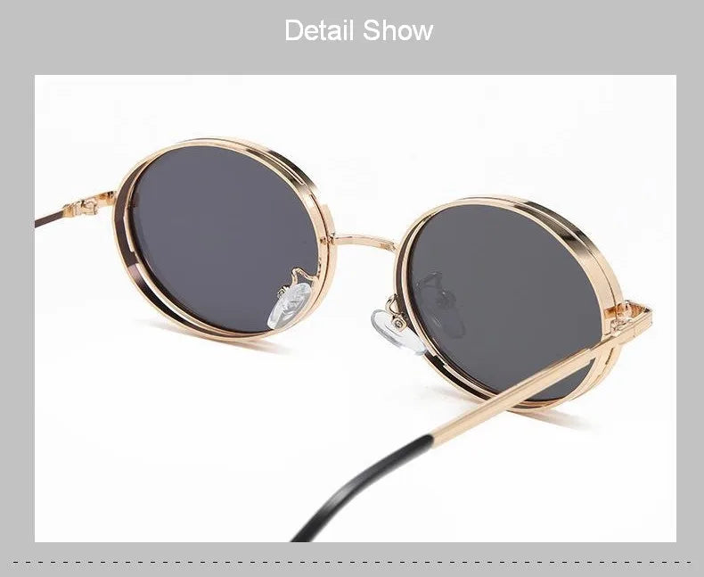Oválné steampunkové sluneční brýle pro ženy, retro sluneční brýle pro muže i ženy, značkové designové brýle s kovovou obrubou, Lentes De Sol Mujer