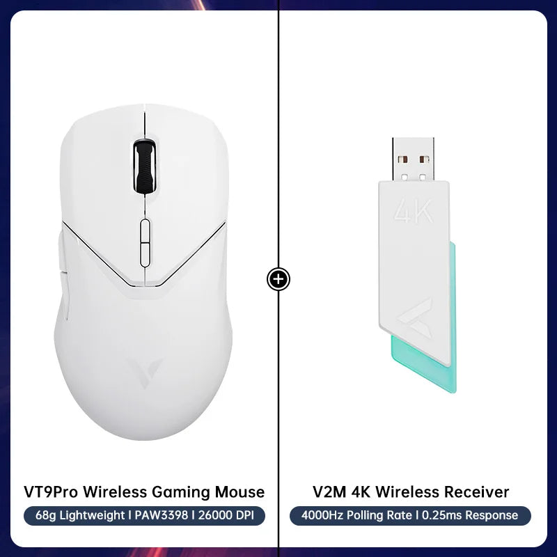 Rapoo VT9PRO PAW3398 безжична геймърска мишка 68g, кабелна, програмируема, ергономична, 26000DPI, презареждаема чрез Type C, аксесоар за PC геймъри