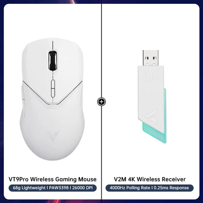 Rapoo VT9PRO PAW3398 безжична геймърска мишка 68g, кабелна, програмируема, ергономична, 26000DPI, презареждаема чрез Type C, аксесоар за PC геймъри