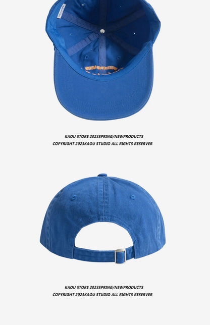 Casquette de baseball printemps-automne à visière souple, brodée, unisexe, style urbain « Street Tide », à visière large et pare-soleil