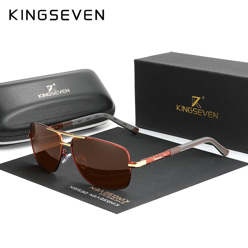 KINGSEVEN Hliníkové pilotní HD polarizované sluneční brýle pro muže a ženy, módní rám, pánské sluneční brýle na řízení, UV400, zrcadlové skla
