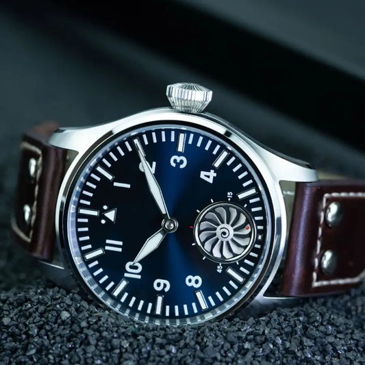 Hruodland Pilot St3620 Retro Men's Manual Mechanical Watch Luxury Sapphire Bgw-9 Night Light Turbine Waterproof 5Bar