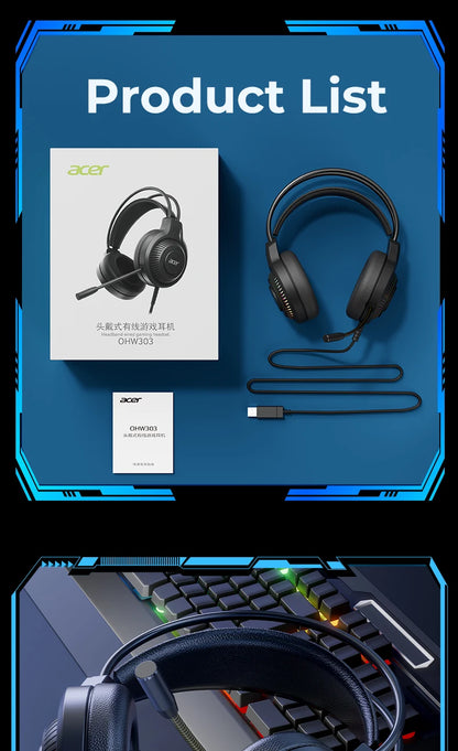 Auricolari gaming cablati RGB con microfono – Cuffie gaming con suono surround a bassa latenza, illuminazione RGB d’effetto, isolamento acustico e vestibilità confortevole