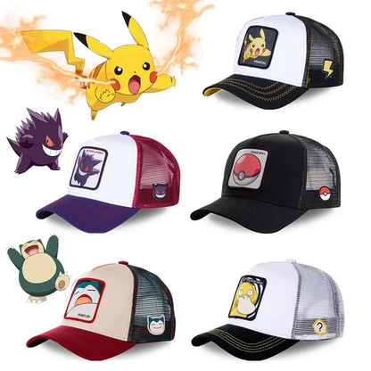 Casquette de baseball Pokémon Pikachu, Gengar, Psyduck et Snorlax – Figurine d’anime – Casquette de sport ajustable – Cadeaux créatifs