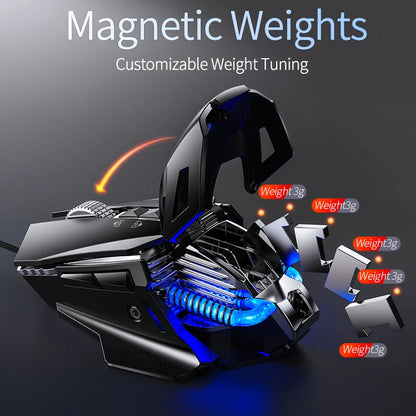 Žična e-športna gaming miška z RGB-osvetlitvijo, nastavljiva 200-7200 DPI, USB-žična za PC, prenosnik in FPS-igre