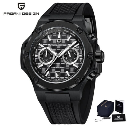 PAGANI DESIGN PD-YS032 Herren-Quarzuhr 44mm Japan VK64 Uhrwerk Edelstahlgehäuse Kautschukarmband Saphirglas 100M wasserdicht