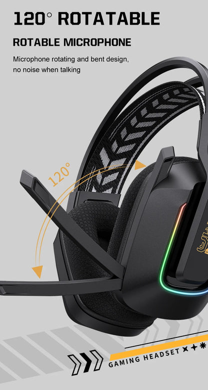 Auriculares gaming inalámbricos ONIKUMA GT828 Bluetooth 5.3 RGB con micrófono, cancelación de ruido y conexión de 4 modos para PC, PS5 y portátil