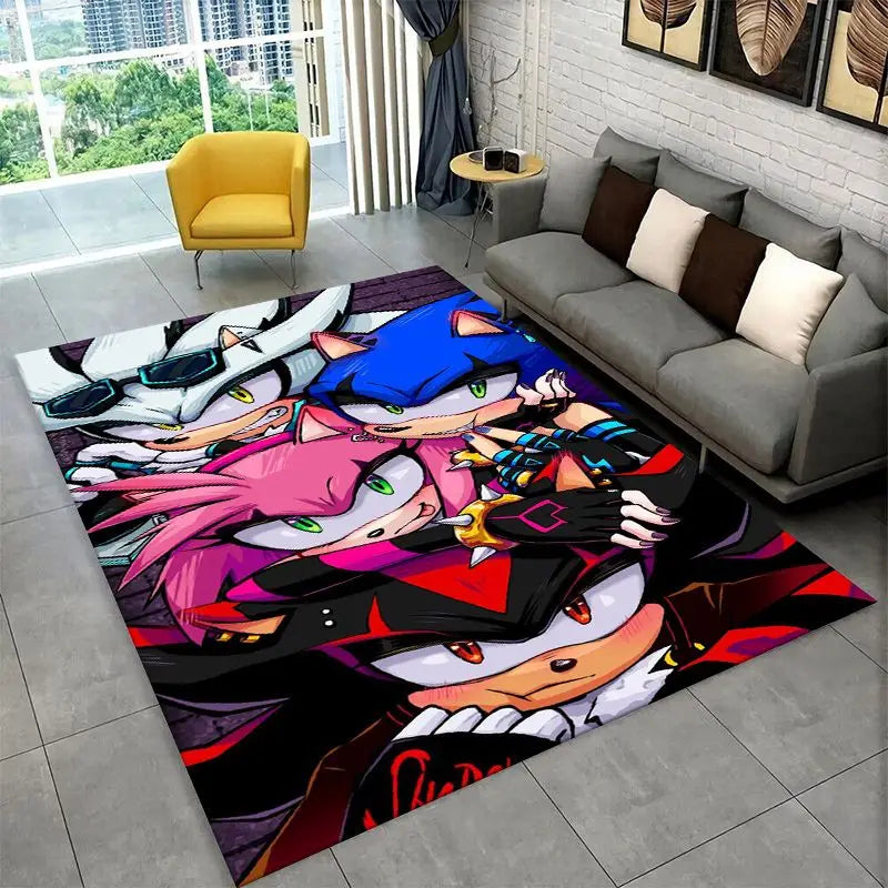 Classic Game S-Sonic Cartoon Non-Slip Area Rug for Living Room,Bedroom,Playroom,Soft Carpet Floor Mat Home Decor Rug Kids Room