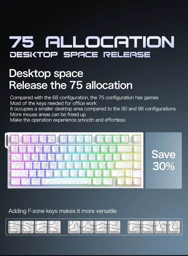 ATTACK SHARK R82 HE Teclado Magnético com Fio 75% RGB 8000Hz Rapid Trigger Atuação de 0.005mm Teclado Gaming