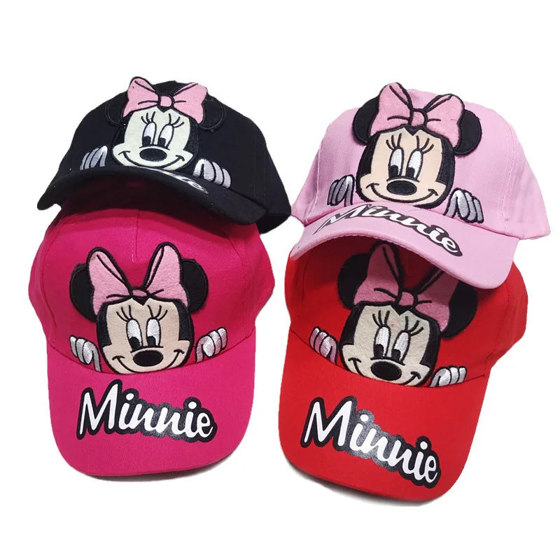 Casquette de baseball Disney Minnie Mickey Anime en coton et polyester, avec personnage de dessin animé, visière, pour déguisement, cadeau d'anniversaire pour enfants