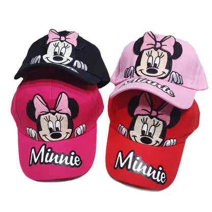 Casquette de baseball Disney Minnie Mickey Anime en coton et polyester, avec personnage de dessin animé, visière, pour déguisement, cadeau d'anniversaire pour enfants