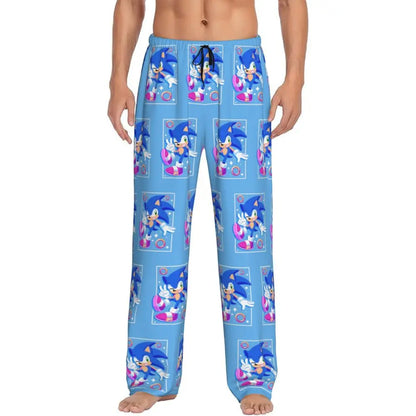 Custom Print Men's Soniced Pajama Pants Hedgehog Game Sleepwear Sleep Lounge Bottoms with Pockets