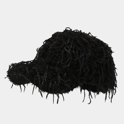 Winter Solid Color M-Label Lamb Wool Baseball Cap for Women, Outdoor Warm Casual Fashion Versatile Plush Duckbill Cap
