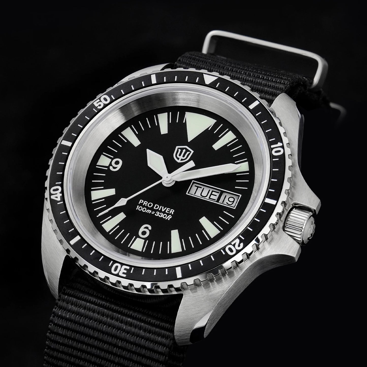 Relógio de Homem Watchdives WD1980 V3 38mm Vintage, Movimento de Quartzo VH31 Ronda 515 com Segundos Contínuos, Luminescente, Vidro de Safira