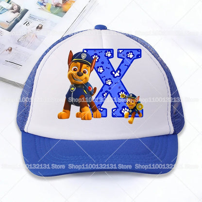 Casquettes de baseball en maille PAW Patrol : Chase, personnage de dessin animé, lettres, pour adultes et enfants, casquettes de sport, anime, été, protection solaire, visière, cadeau pour garçon et fille