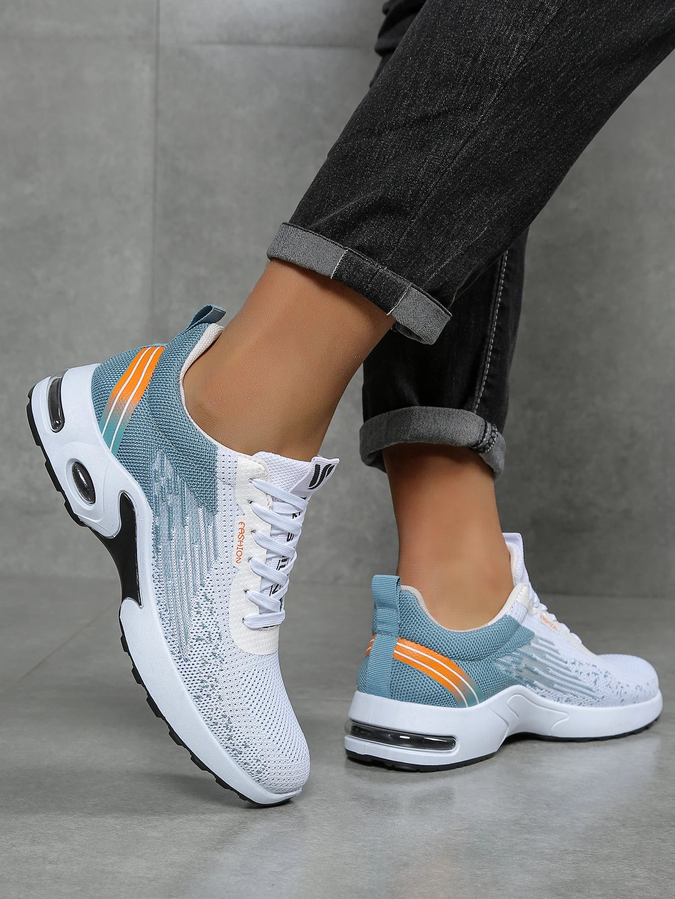 Scarpe da uomo, scarpe casual da uomo, mesh traspirante, ammortizzate ad aria, suola morbida, scarpe sportive alla moda color block