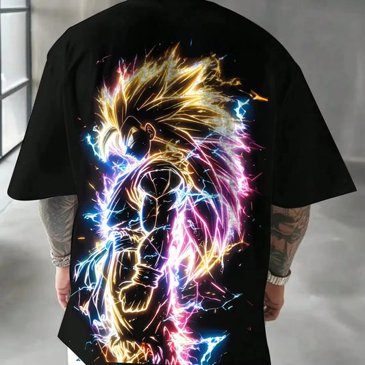 Dragon Ball GOKU Peripheral Printed T-shirt Bandai Loose Men's and Women's Summer Sweating Breathable Sports Short Sleeve