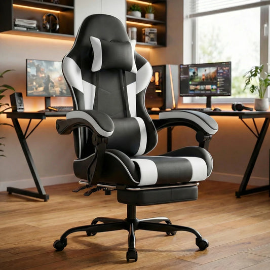 Gaming Chair Ergonomic Gaming Chair with Lumbar Support, Breathable PU Leather Office Chair, Comfortable Computer Chair