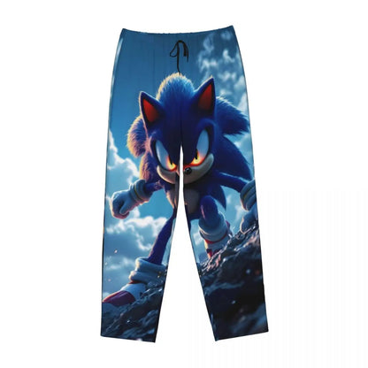Custom Women Soniced Pajama Pants Printed Hedgehog Game Sleep Sleepwear Bottoms with Pockets