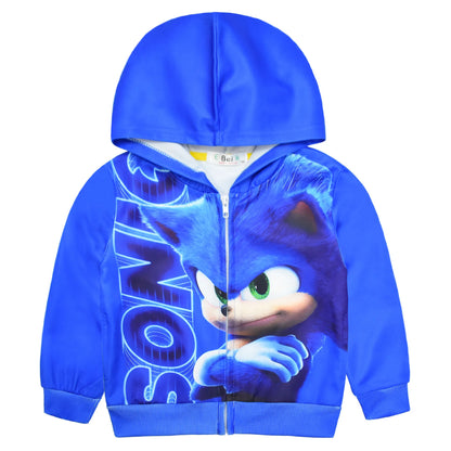 Unisex Child Sonic the Hedgehog Costume Hoodie Hooded Sweatshirt Blue Top for Halloween Cosplay Party Costumes