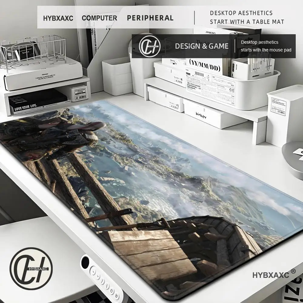 Large Size Mouse Pad God of War Gaming Accessories Keyboard Mausepad Computer Pc Gamer Cabinet Deskmat Anime Rubber HYBXAXC XXL