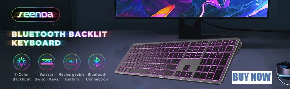 Kabellose Tastatur-Maus-Kombination mit RGB-Hintergrundbeleuchtung, wiederaufladbaren beleuchteten Tasten, Full-Size-Format, ergonomischem Design, Schlafmodus, 2.4GHz