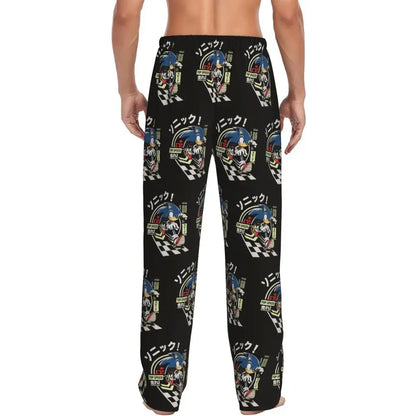 Custom Print Men's Soniced Pajama Pants Hedgehog Game Sleepwear Sleep Lounge Bottoms with Pockets